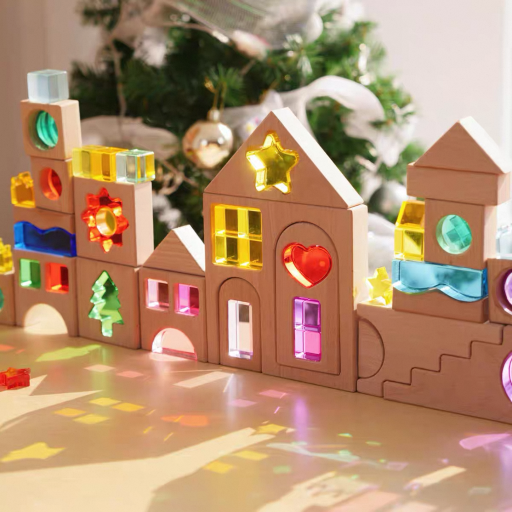 45-Piece "Dreamlight Village" Puzzle - Wood & Lucite Block Set