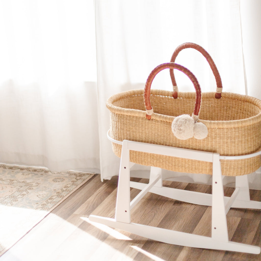 Original Rocking<br>Moses Bassinet Stand<br>with brake<br>White