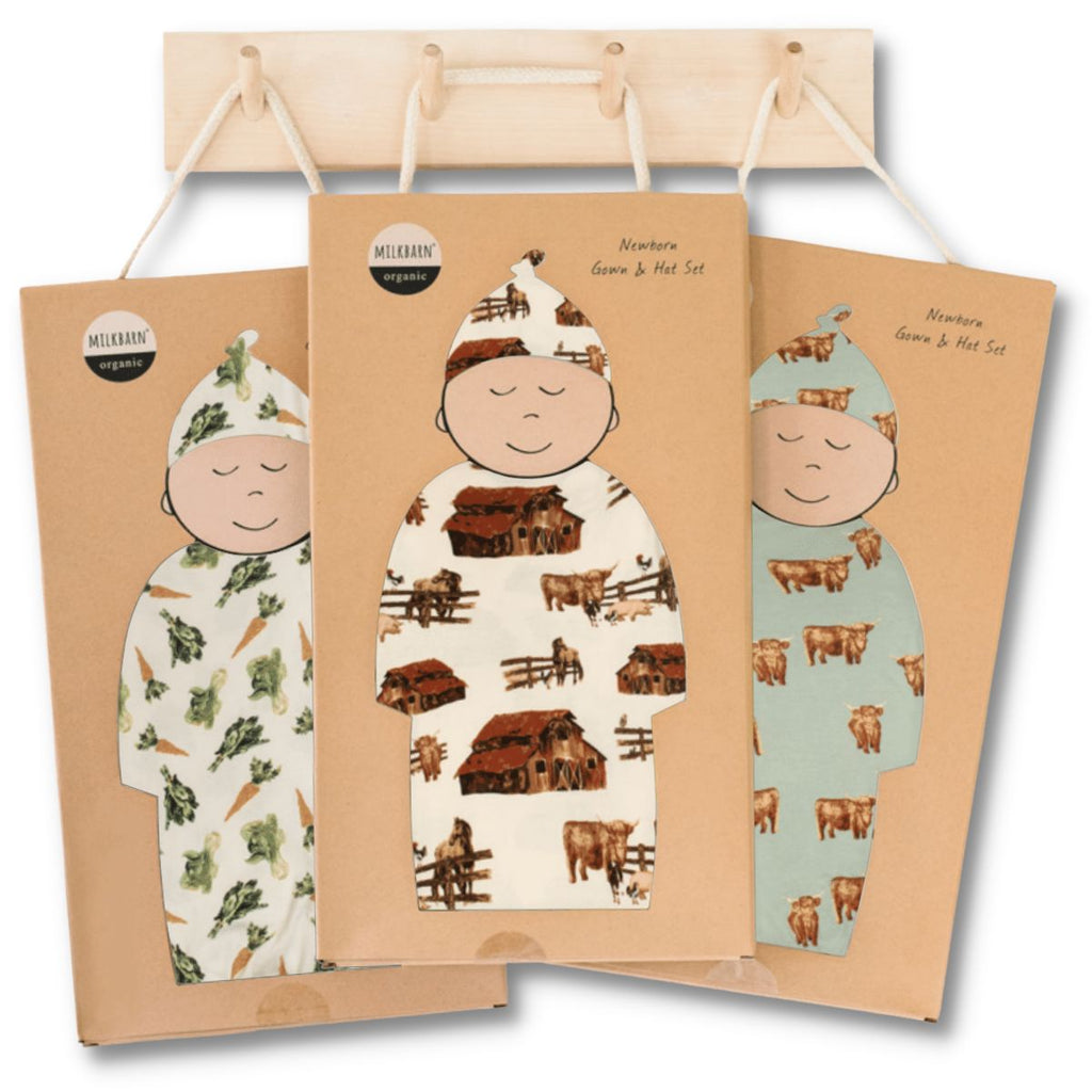 Homestead Organic Cotton Newborn Gown & Hat Set