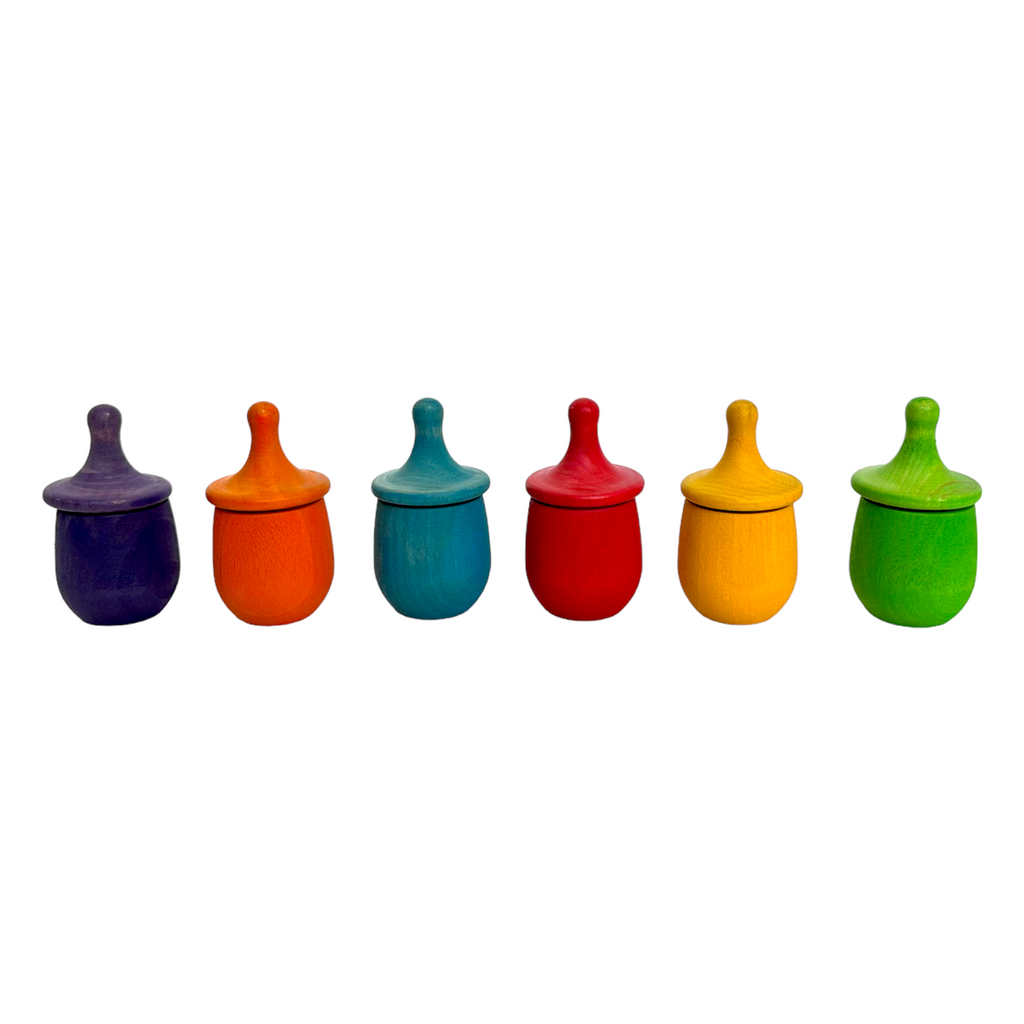 6-Piece "Little Things" Wooden Treasure Boxes – Primary (Stained)