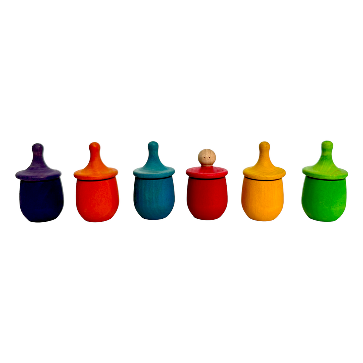 6-Piece "Little Things" Wooden Treasure Boxes – Primary (Stained)