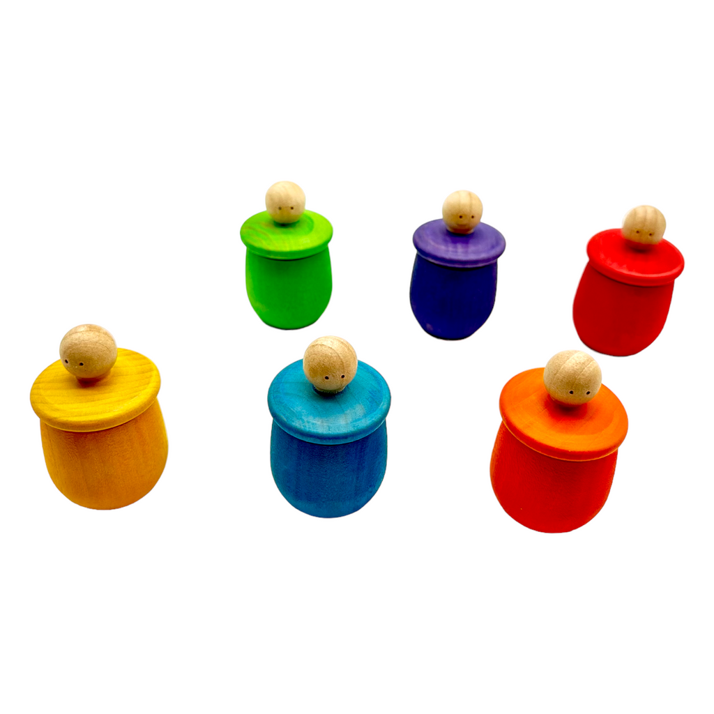 6-Piece "Little Things" Wooden Treasure Boxes – Primary (Stained)