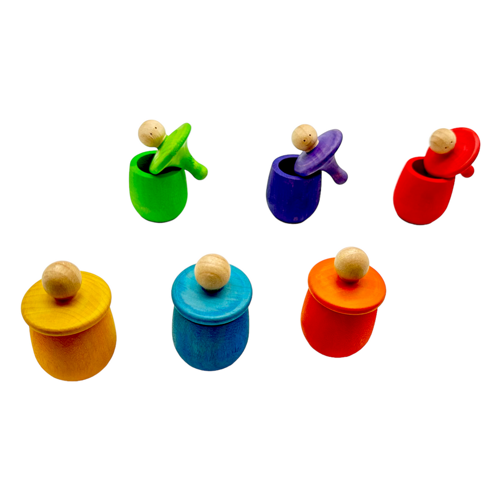 6-Piece "Little Things" Wooden Treasure Boxes – Primary (Stained)
