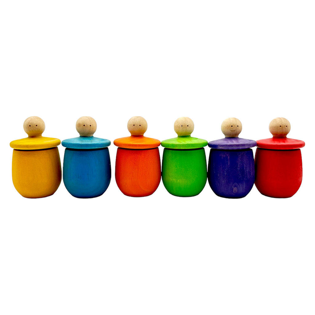 6-Piece "Little Things" Wooden Treasure Boxes – Primary (Stained)