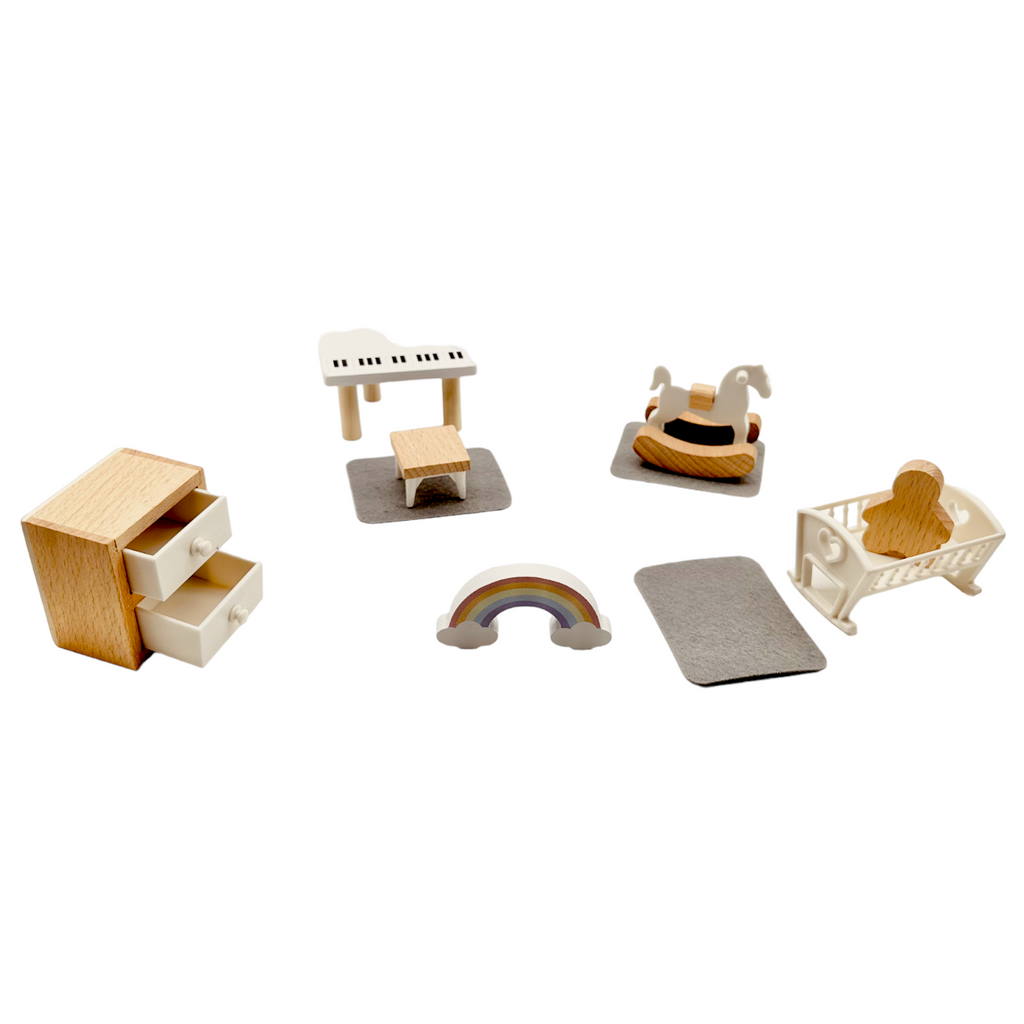**Pre-order (Ships in 2-3 Weeks)** Wooden Dollhouse Furniture Playsets