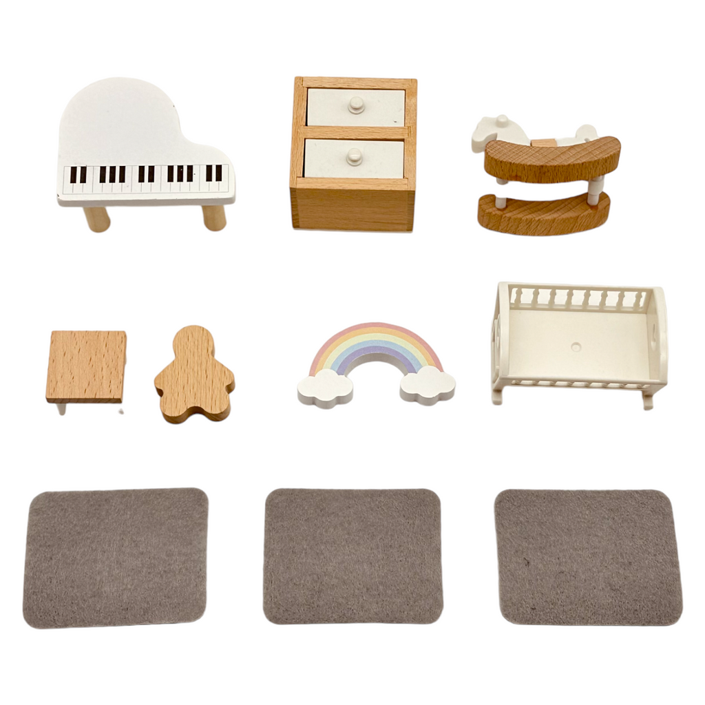 **Pre-order (Ships in 2-3 Weeks)** Wooden Dollhouse Furniture Playsets