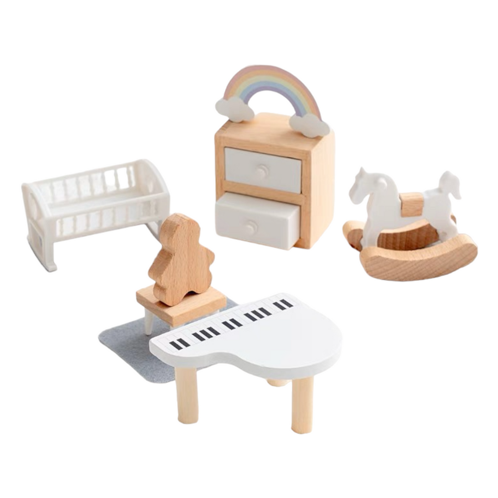 **Pre-order (Ships in 2-3 Weeks)** Wooden Dollhouse Furniture Playsets