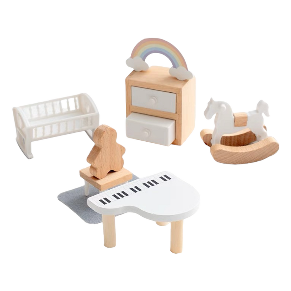 **Pre-order (Ships in 2-3 Weeks)** Wooden Dollhouse Furniture Playsets