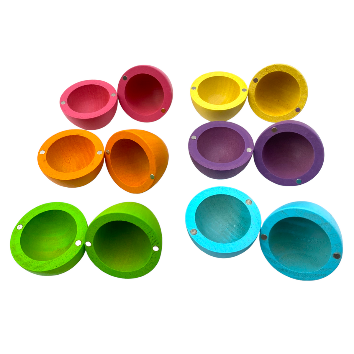 6-Piece Magnetic Wooden Eggs - Pastel (Stained)