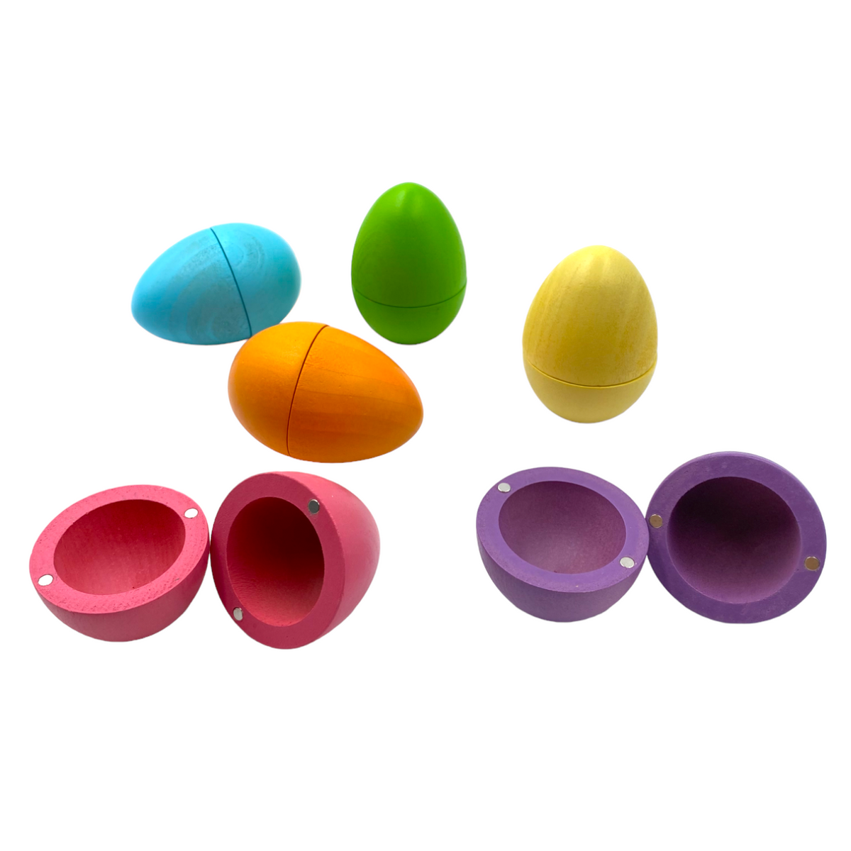 6-Piece Magnetic Wooden Eggs - Pastel (Stained)