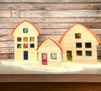 3-Piece Wooden Window Houses with Darker Roofs