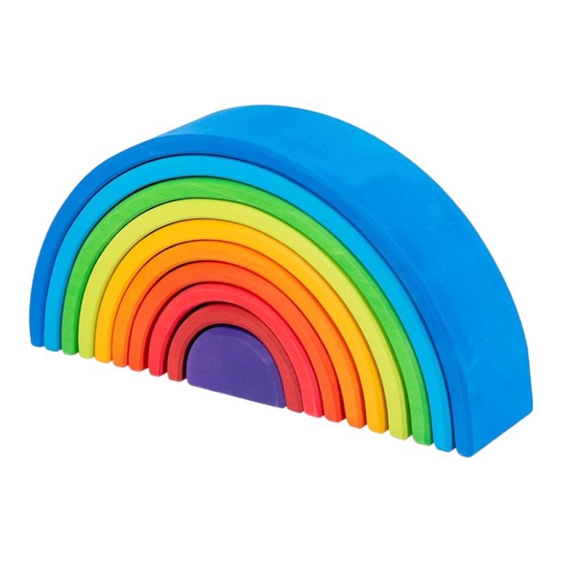 **Pre-order (Ships in 2-3 Weeks)** 10-Piece Wooden Rainbow Stacker - Sunset