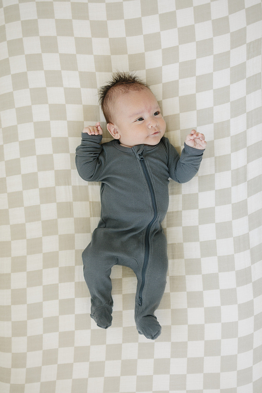 Charcoal Organic Cotton Ribbed Zipper