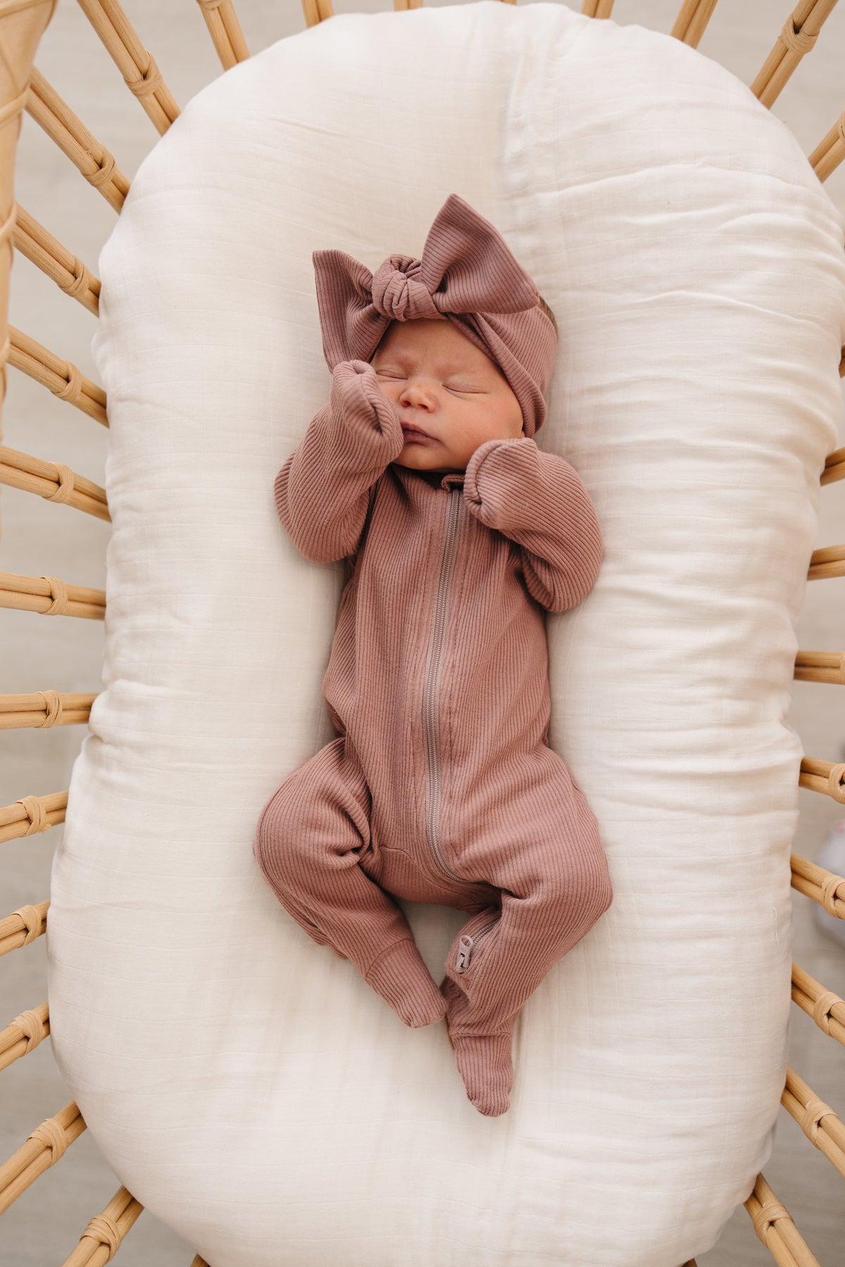 Dusty Rose Organic Cotton Ribbed Zipper