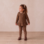 Organic Collar Peplum Top Set of 2 - Chestnut Bloom + Brown