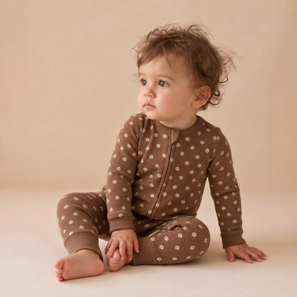 Organic 2-Way Zip Romper - Chestnut Bloom
