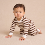 Organic 2-Way Zip Romper - Cocoa Stripe