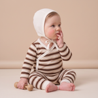 Organic Kimono Onesie & Pants Set - Cocoa Stripe