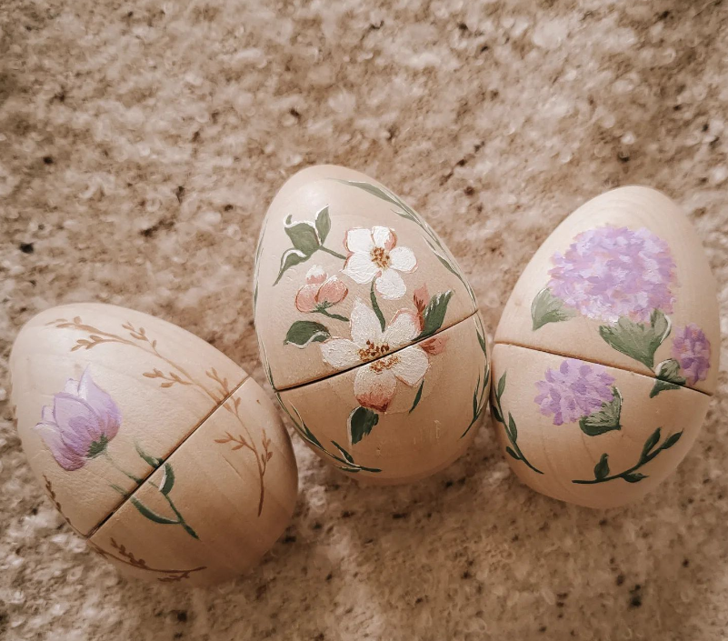 6-Piece Magnetic Wooden Eggs - Natural