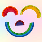 **Pre-order (Ships in 2-3 Weeks)** 10-Piece Wooden Rainbow Stacker - Sunset