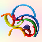 **Pre-order (Ships in 2-3 Weeks)** 10-Piece Wooden Rainbow Stacker - Sunset