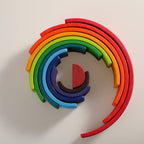 12-Piece Large Wooden Rainbow Stackers – Primary | Pine or Basswood Options