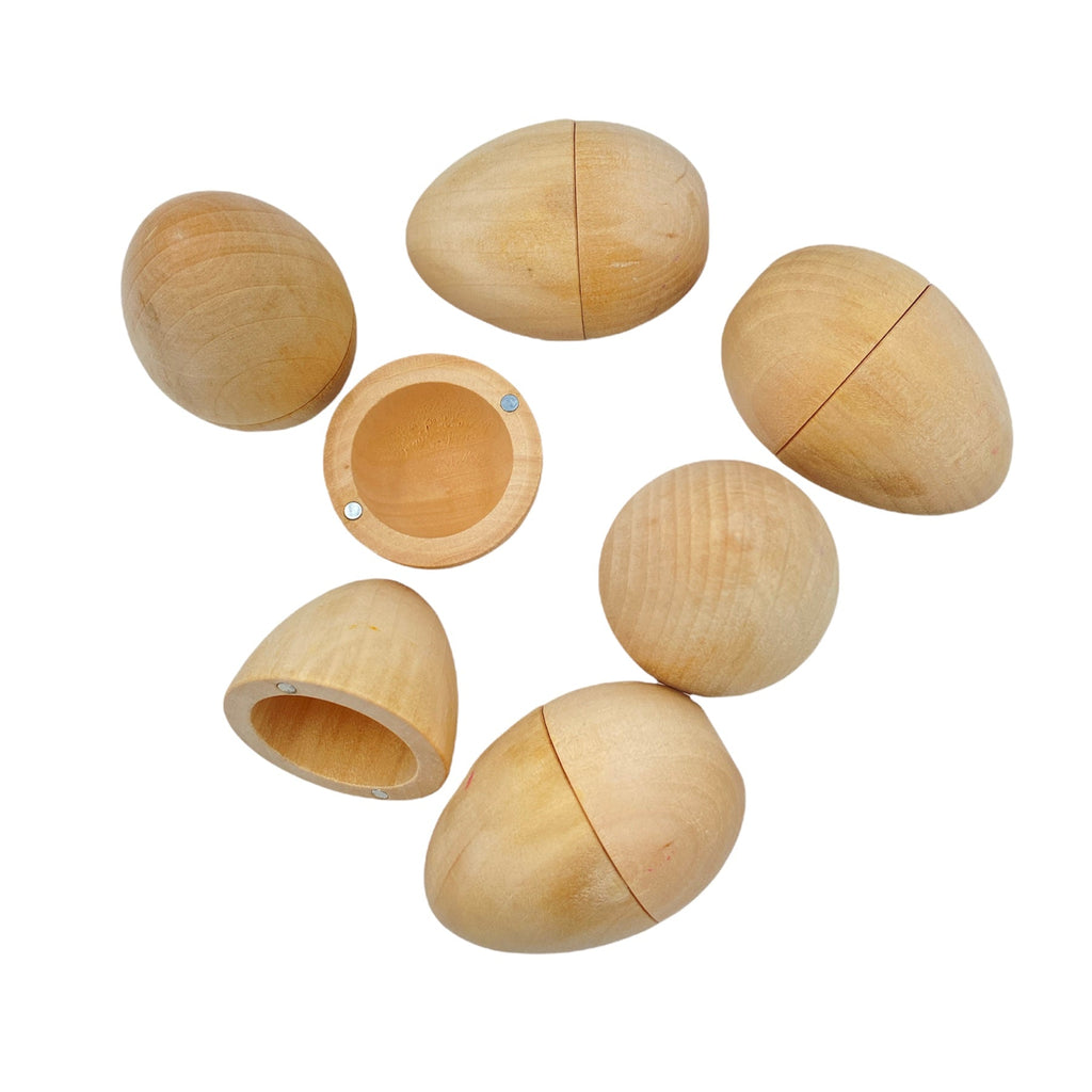 6-Piece Magnetic Wooden Eggs - Natural