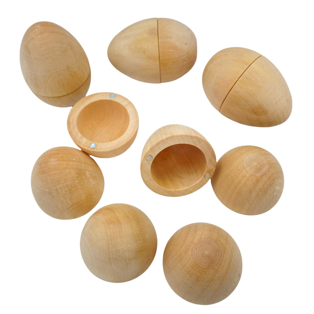 6-Piece Magnetic Wooden Eggs - Natural