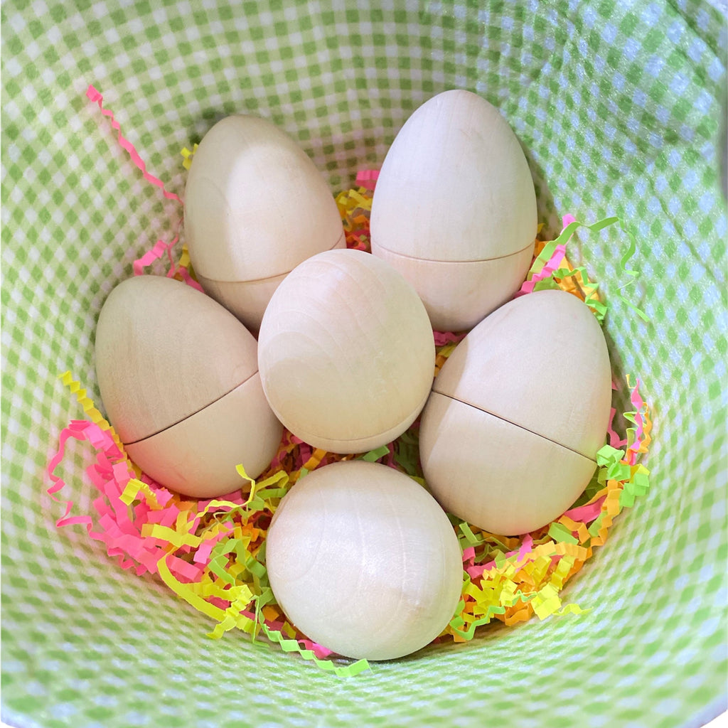 6-Piece Magnetic Wooden Eggs - Natural