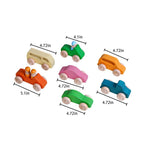 7-Piece Wooden Cars Set with 3 Peg Dolls - Natural