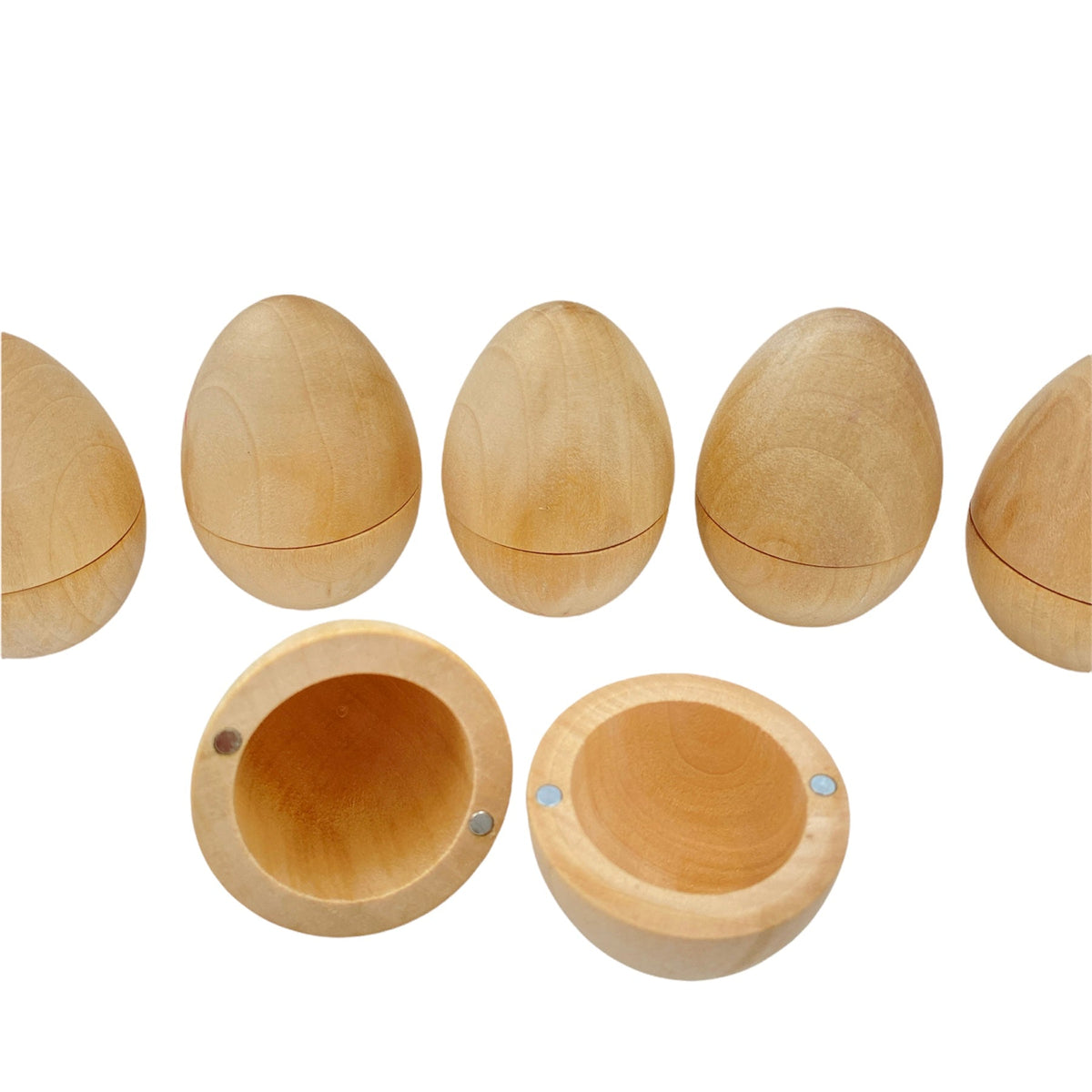 6-Piece Magnetic Wooden Eggs - Natural