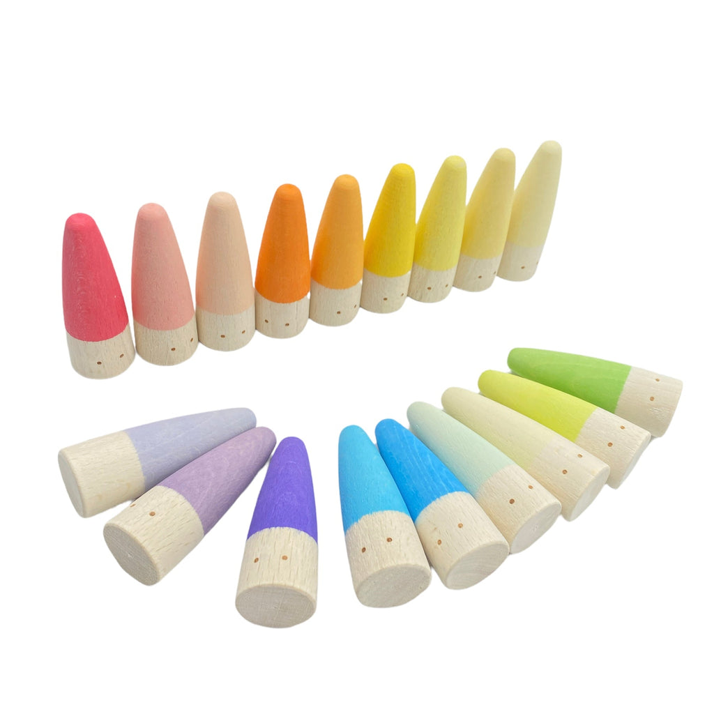 18-Piece Wooden Stick Gnome Set (Stained)