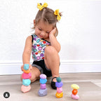 16-Piece Wooden Balancing Stone Stacking Blocks - Pastel