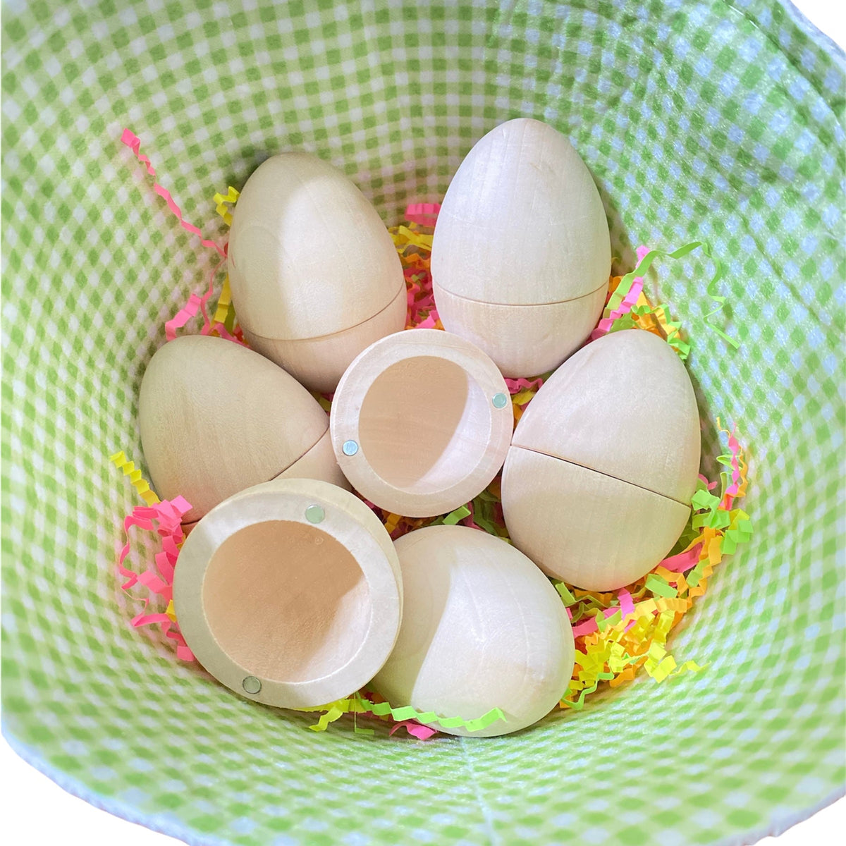 6-Piece Magnetic Wooden Eggs - Natural