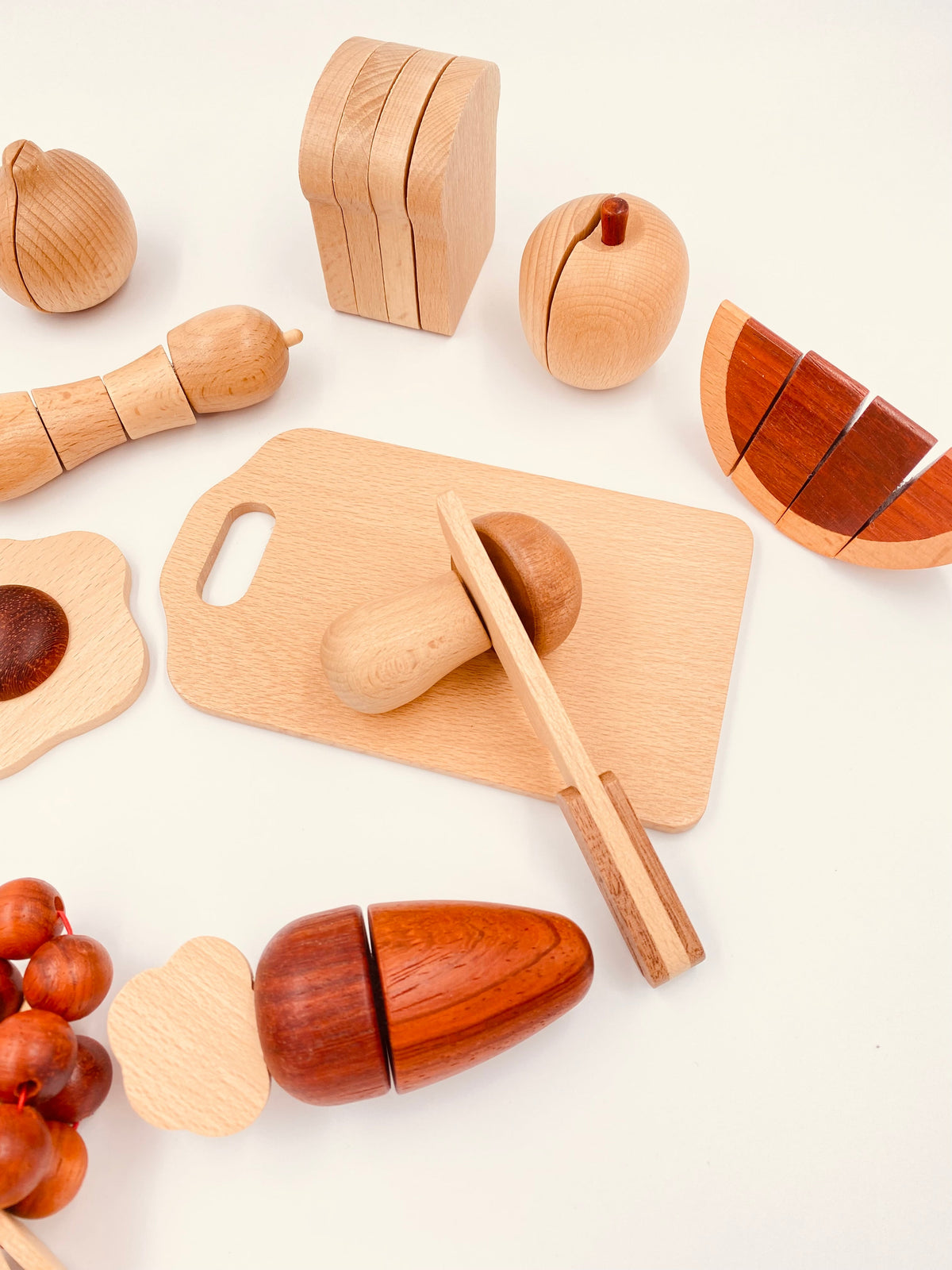 **Pre-order (Ships in 2-3 Weeks)** 30-Piece Wooden Fruits and Vegetables Cutting Playset