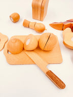 **Pre-order (Ships in 2-3 Weeks)** 30-Piece Wooden Fruits and Vegetables Cutting Playset