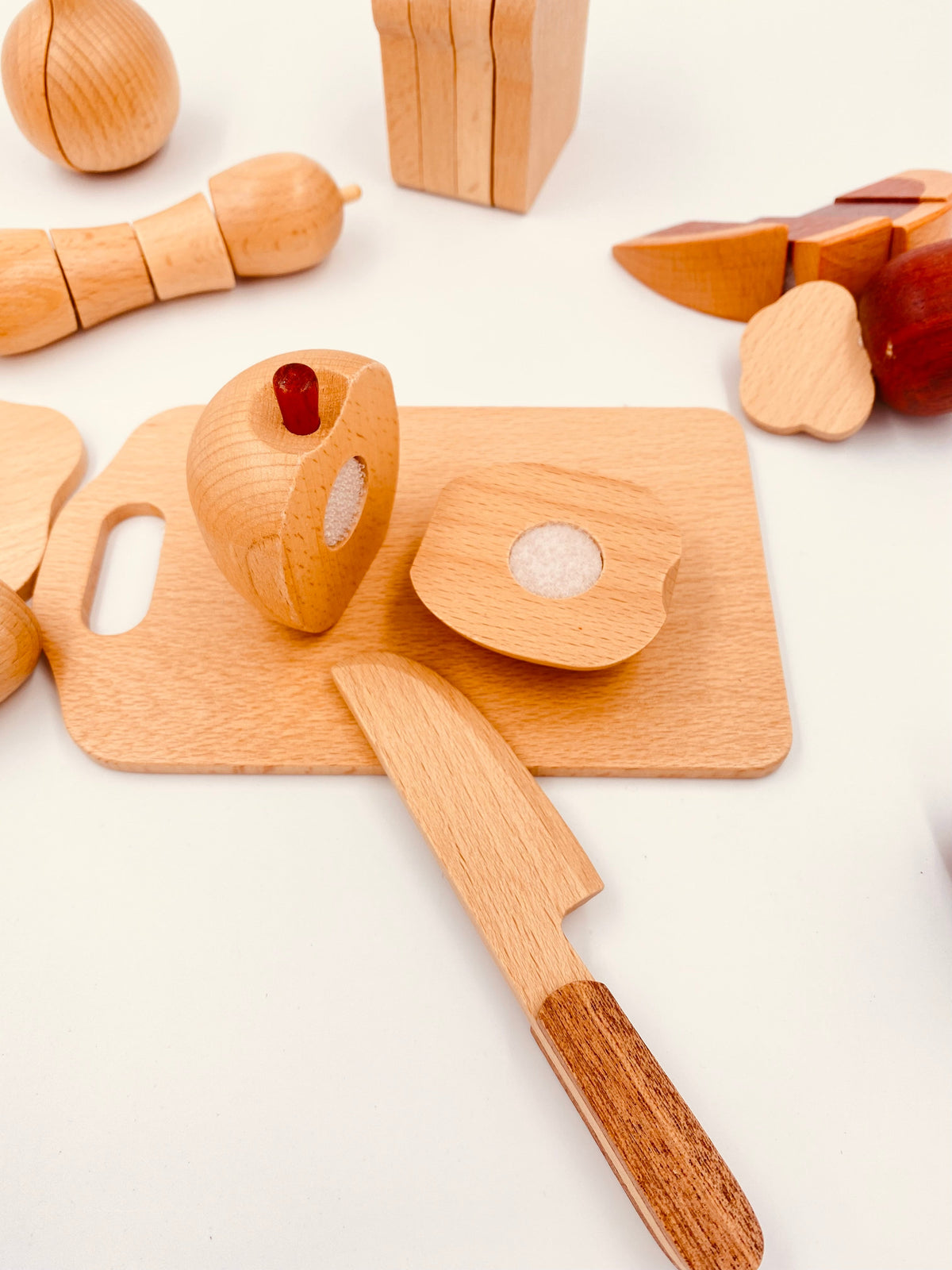 **Pre-order (Ships in 2-3 Weeks)** 30-Piece Wooden Fruits and Vegetables Cutting Playset