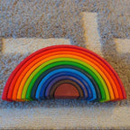 12-Piece Large Wooden Rainbow Stackers – Primary | Pine or Basswood Options