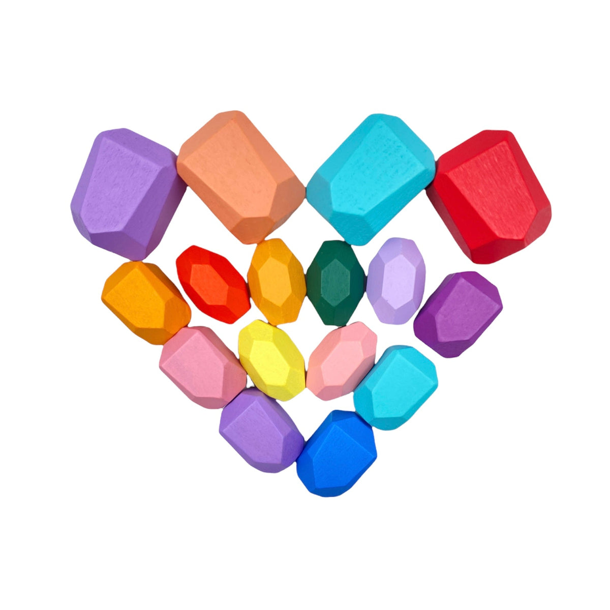 16-Piece Wooden Balancing Stone Stacking Blocks - Pastel