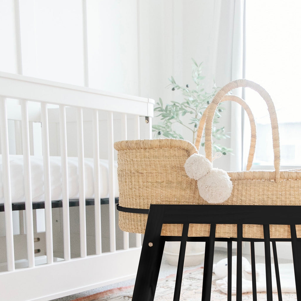 Modern Rocking<br> Moses Bassinet Stand<br> with brake<br>Black