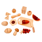 **Pre-order (Ships in 2-3 Weeks)** 30-Piece Wooden Fruits and Vegetables Cutting Playset