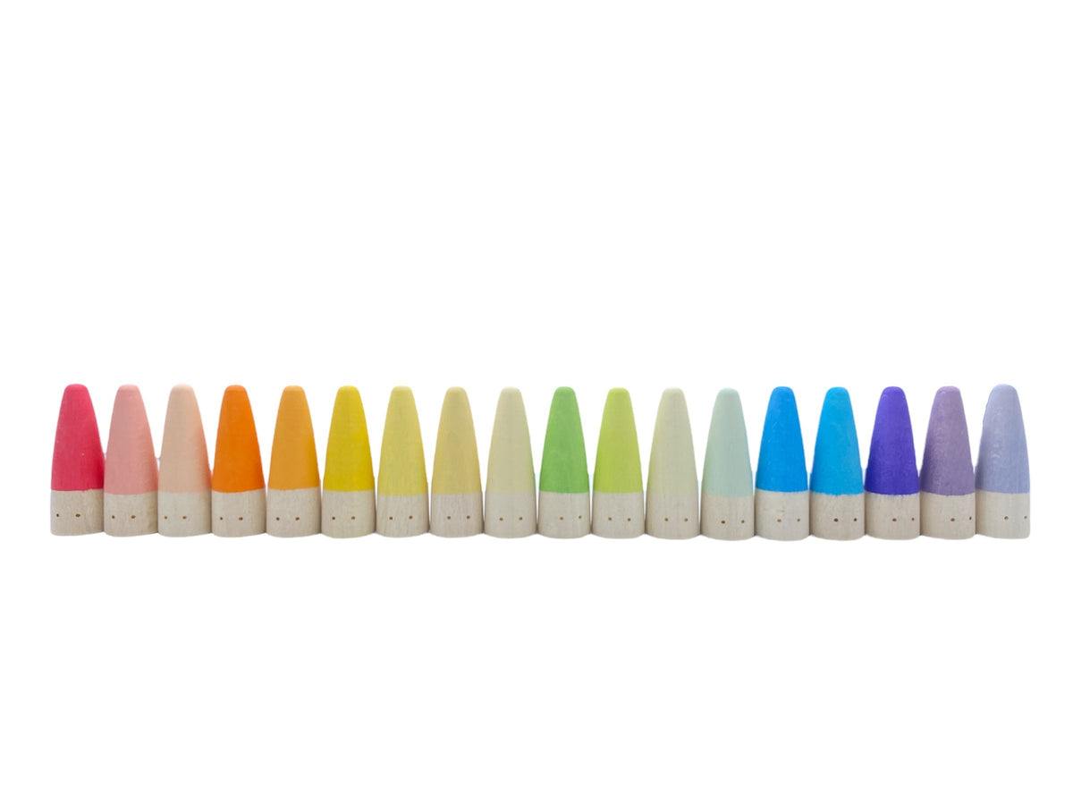 18-Piece Wooden Stick Gnome Set (Stained)
