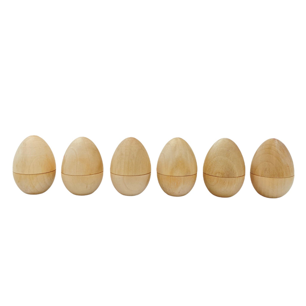 6-Piece Magnetic Wooden Eggs - Natural