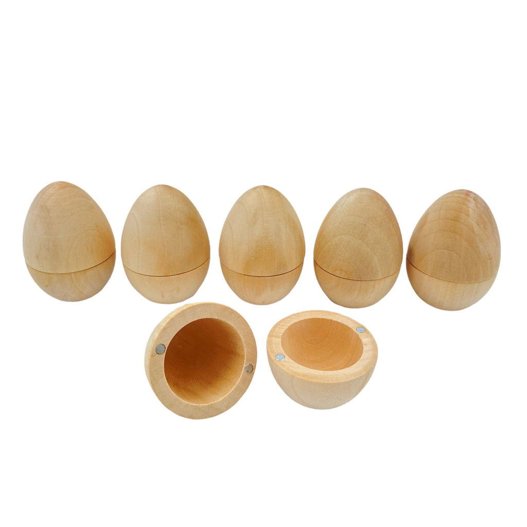 6-Piece Magnetic Wooden Eggs - Natural