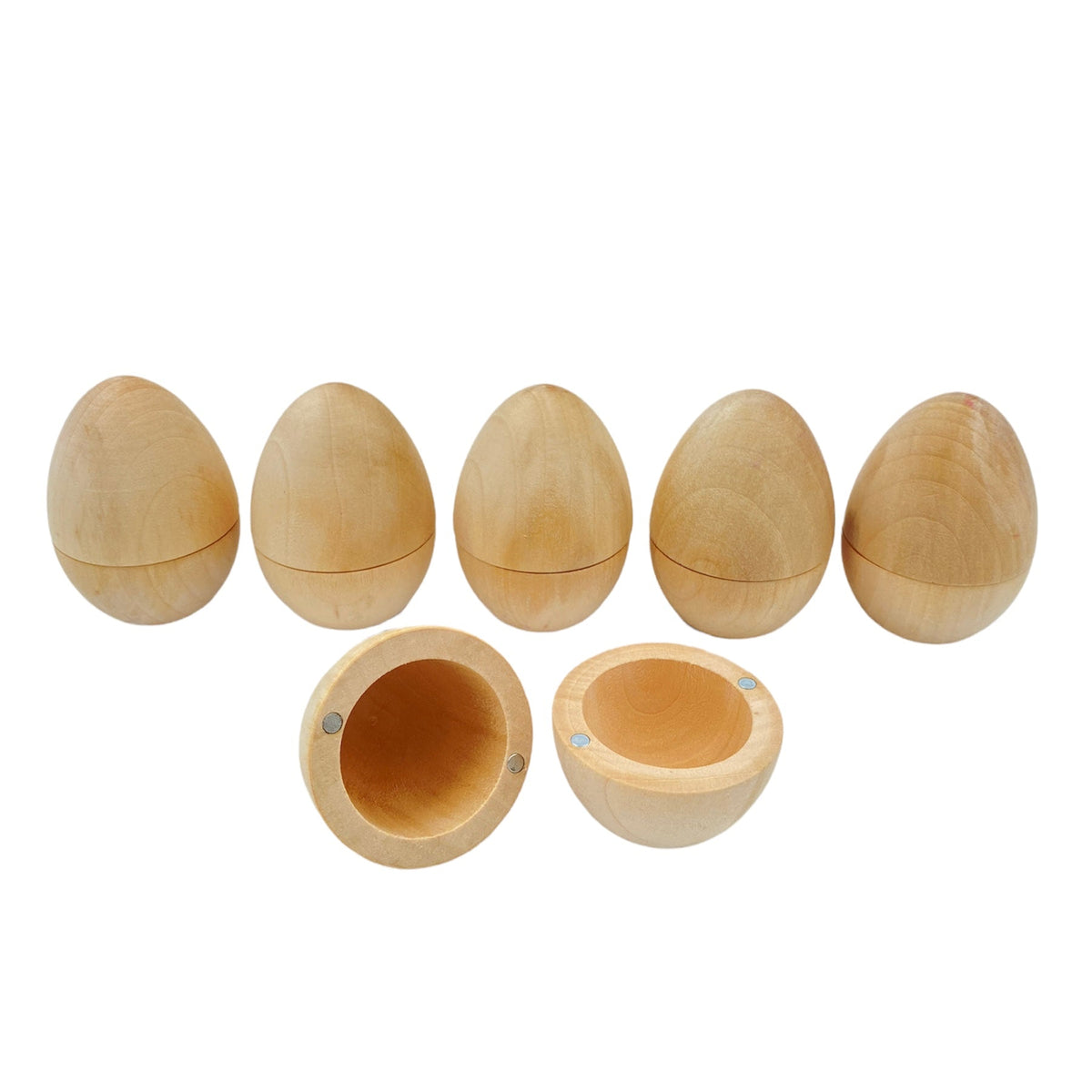 6-Piece Magnetic Wooden Eggs - Natural
