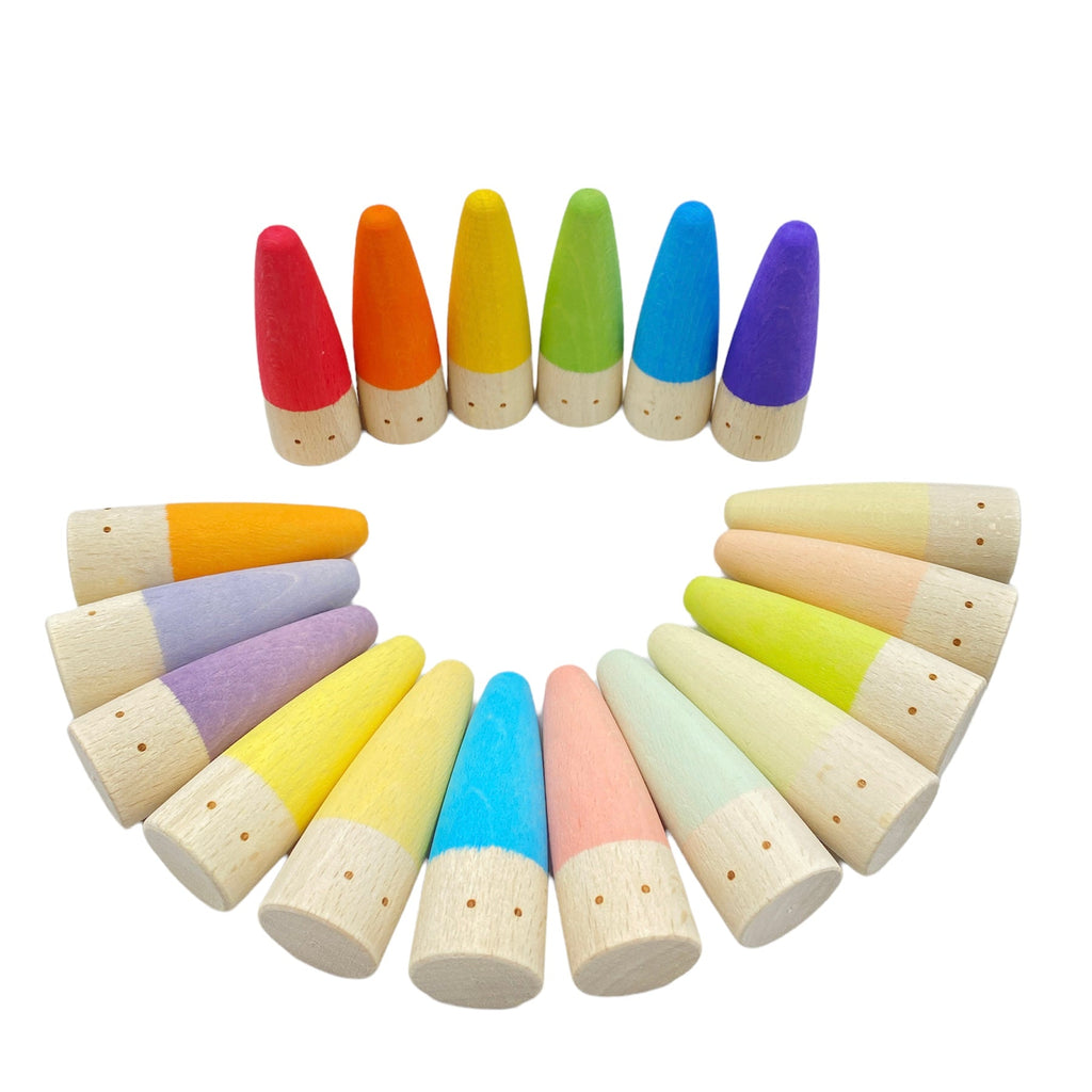 18-Piece Wooden Stick Gnome Set (Stained)