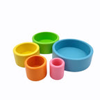 5-Piece Wooden Stacking & Nesting Cup Set – Pastel