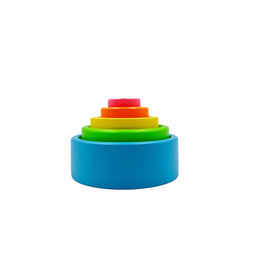 5-Piece Wooden Stacking & Nesting Cup Set – Pastel