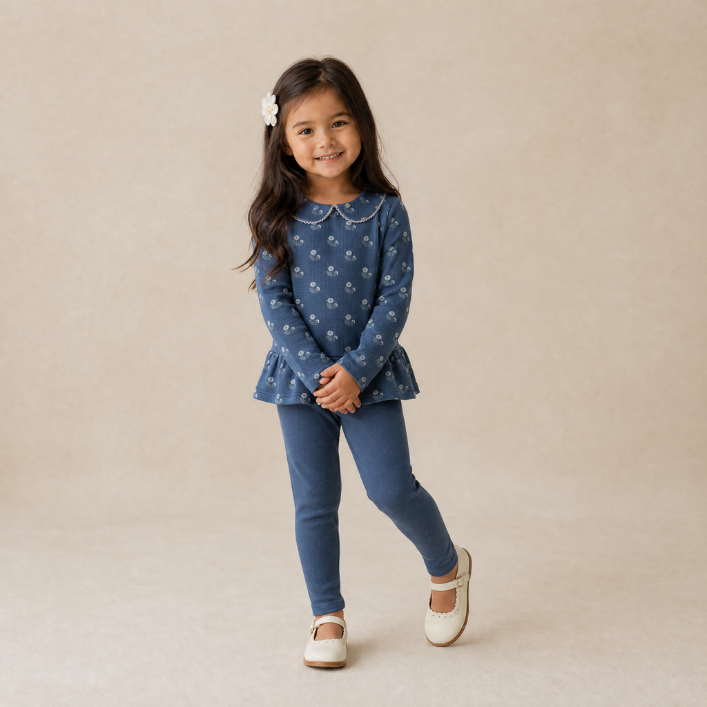Organic Legging Set of 2 - Indigo Blossom + Navy