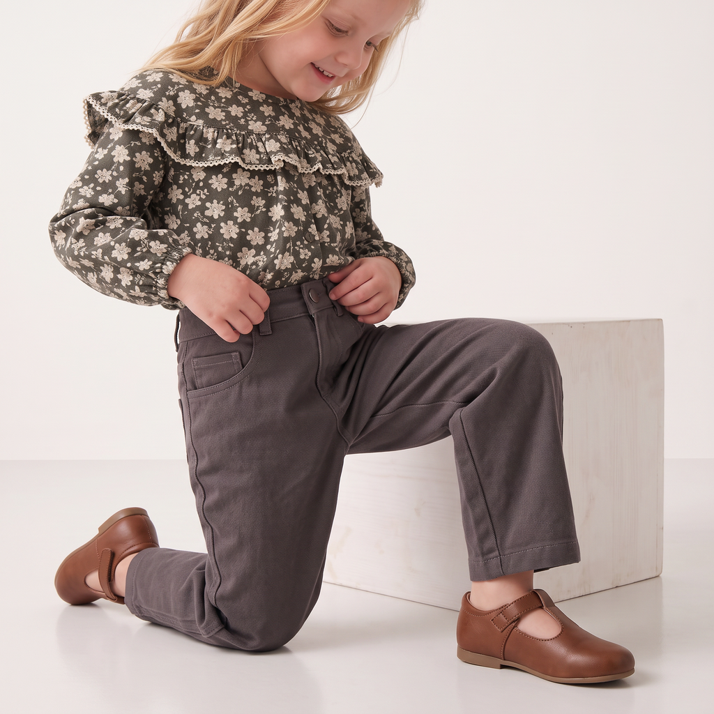 Organic Twill Barrel Pants - Charcoal